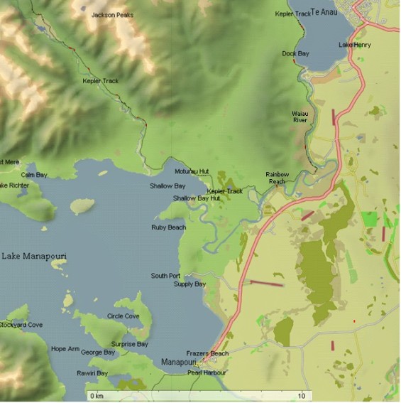 Manapouri - Te Anau area map Manapouri - Te Anau area map